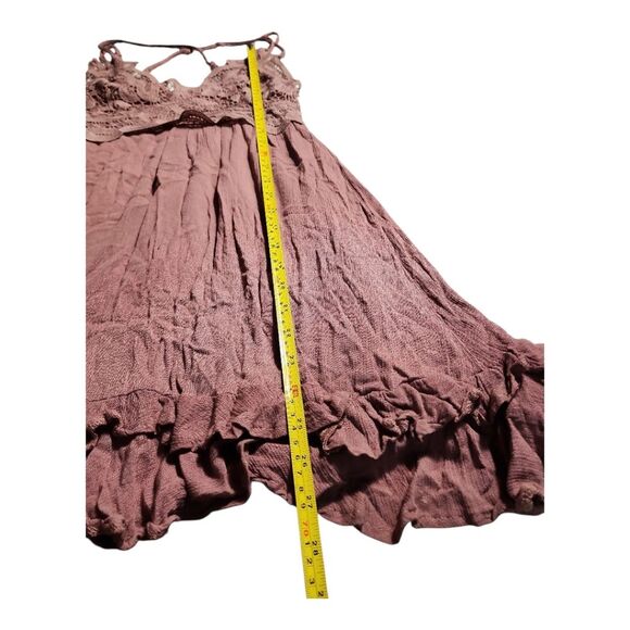 Listiele Babydoll Dress Sz Small Mauve Rose Lined Boho Flowy Layer Lace Fairy - Picture 5 of 8
